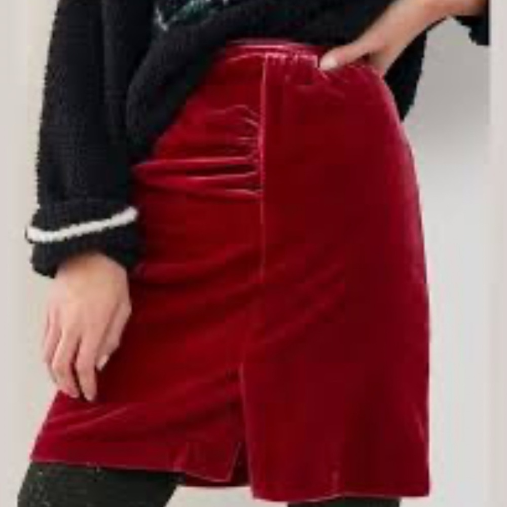 Anthropologie monte velvet mini skirt - burgundy